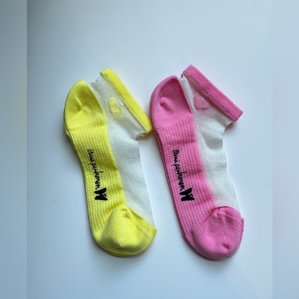 2 for $10 Japan brand 🇯🇵 Mina perhonen Yellow and Pink Ankle Socks